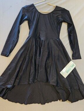 BAL TOGS Black Long Sleeve High-Low Dance Dress Sz Small